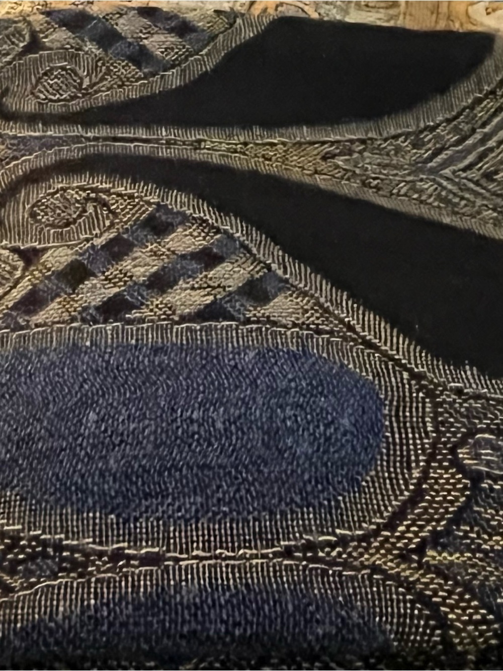 NWOT Pashmina Silk Scarf Wrap Shawl Gold Black Blue Paisley